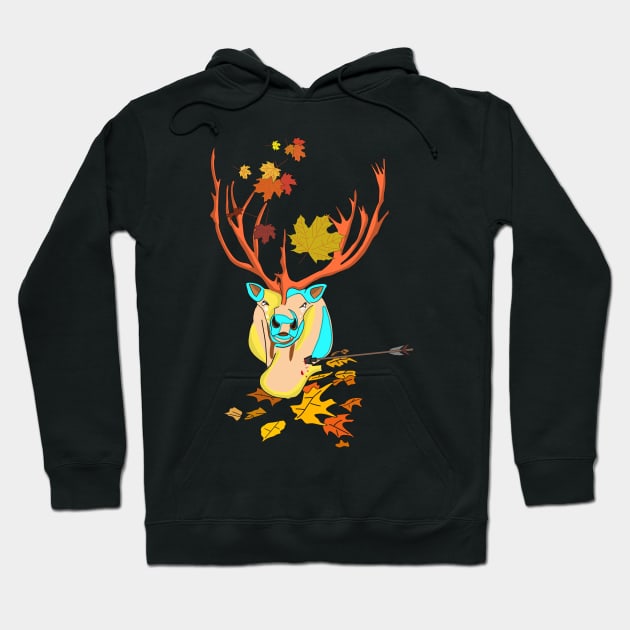 Caribou leaf autumn Hoodie by Sshirart